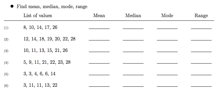 Mean Median Mode Range Worksheet : Free Mean Median Mode Worksheets With Answers / Problem ...